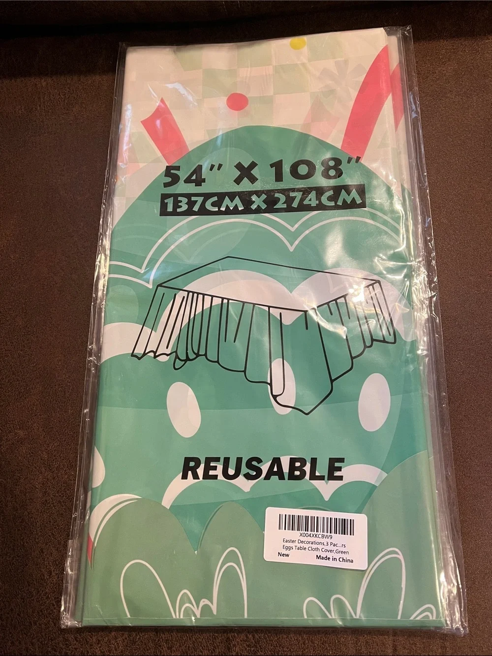 Reusable Green Easter Table Cover - 54